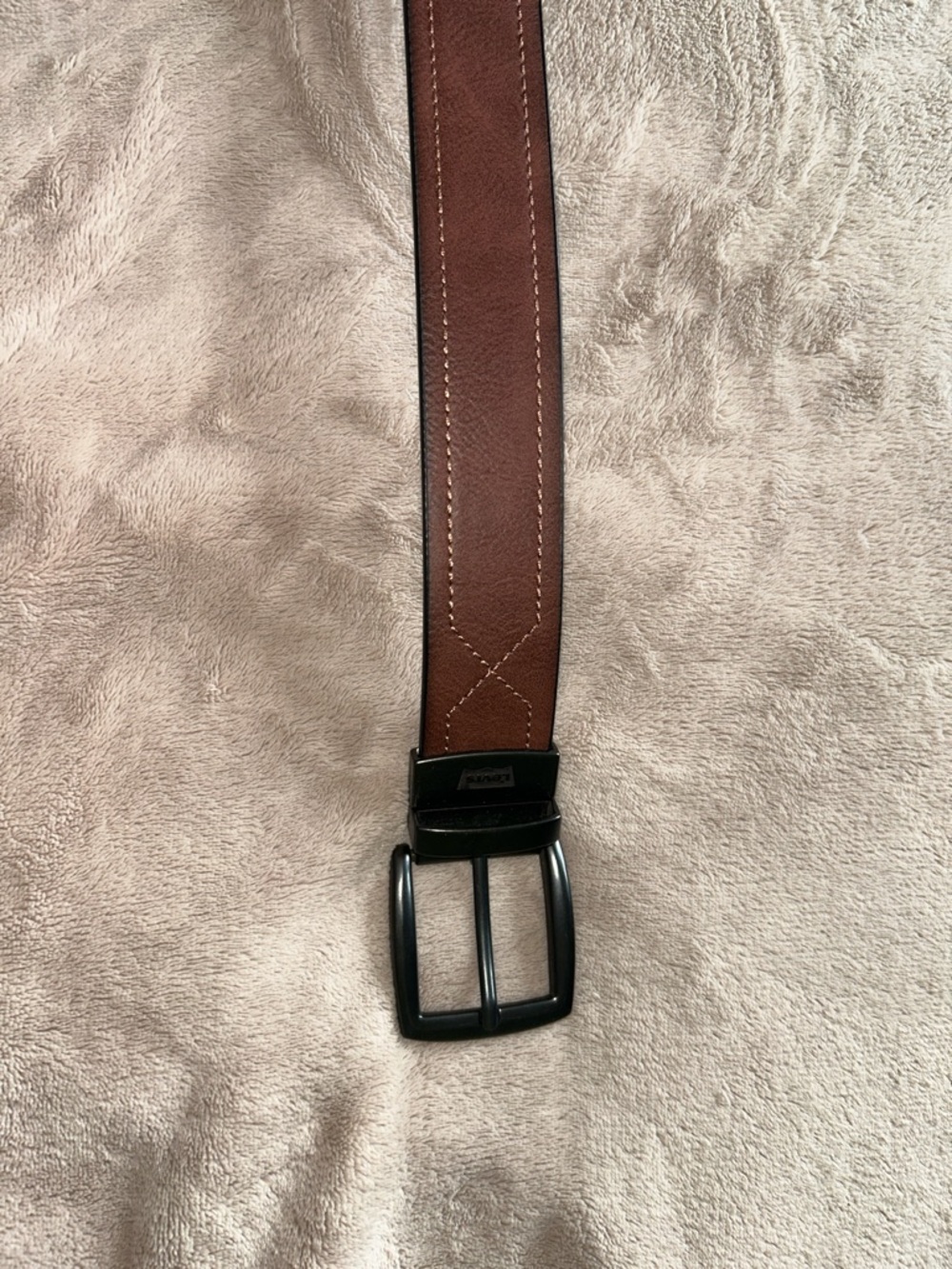 Levi's Brown Leather Belt with Black Matte Buckle